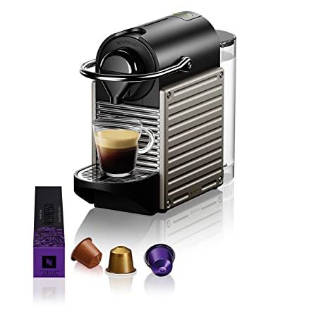 Krups Nespresso XN304TK Pixie - Macchina per caffè Espresso, Ricette Programmabili, 1260 W, Titan, 0.7 Litri