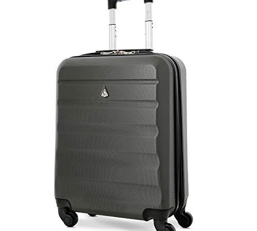 Aerolite 55x40x20cm Dimensione Massima di Ryanair y Air Italy 40L Trolley Bagaglio a Mano Valigia Rigida Leggera 55x40x20 con 4 Ruote, Grigio Carbone