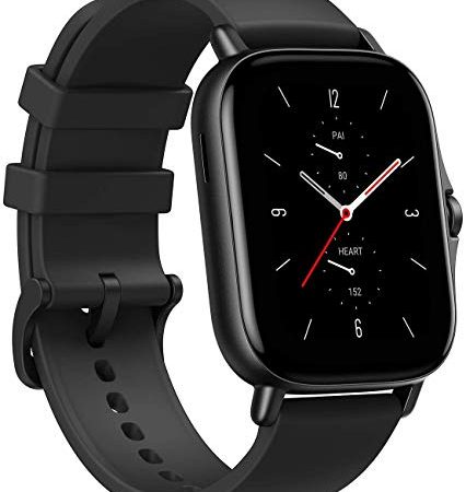 Amazfit GTS 2 Smartwatch Fitness con Bluetooth, Memoria Musicale di 3GB, 5 ATM Impermeabile, 90 Modalità di Allenamento, Monitor del Sonno, per Sport, Unisex, Nero (Midnight Black), Schermo 1,65"