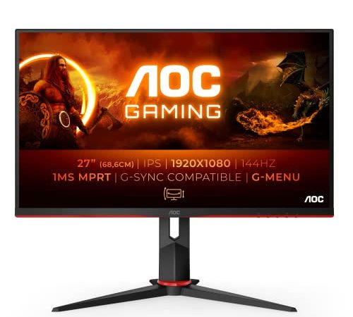 AOC Gaming 27G2 monitor 80 cm (27 pollici) (FHD, HDMI, DisplayPort, Free-Sync, tempo di reazione 1 ms, 144 Hz, 1920 x 1080) nero/rosso