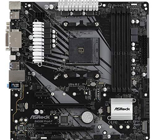 Asrock B450M PRO4-F AMD B450 AM4 Micro ATX 4 DDR4 XFire VGA DVI HDMI M.2