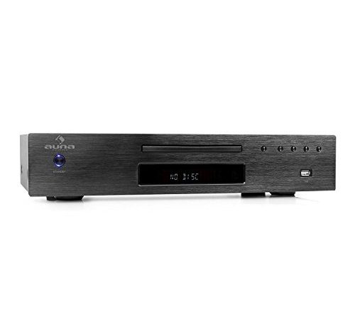 AUNA AV2-CD509 - Lettore CD HiFi, MP3, USB, CD Player con 40 Canali di Preselezione, Uscita Ottica, Coassiale, RCA, Telecomando, Nero