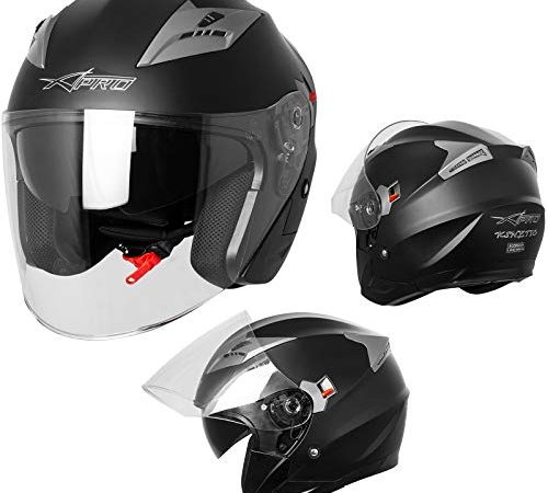 Casco Jet Moto Scooter Omologato ECE 22-05 Visiera Parasole Antigraffio Nero Opaco L