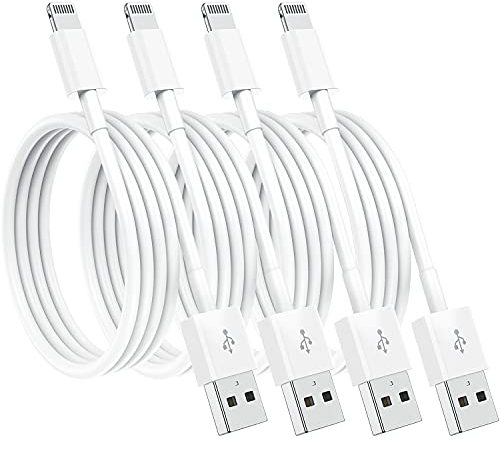 Cavo iphone, 2m 4 Pezzi [Certificato Apple MFi] Ricarica Veloce per Cavo Lightning a USB Compatibile con Apple iPhone 12 Pro Mini Pro Max 11 Pro Max Xs XR 8 7 iPad, Bianco