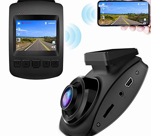 CHORTAU 【2022 Nuova Versione】 Telecamera per Auto WiFi Full HD 1080P, Dashcam Schermo da 2 Pollici 170 ° Grandangolo, Videocamera per Auto con Monitor di Parcheggio