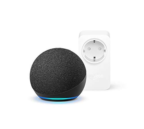 Echo Dot (4ª generazione), Antracite + Amazon Smart Plug (presa intelligente con connettività Wi-Fi), compatibile con Alexa - Kit di base per Casa Intelligente