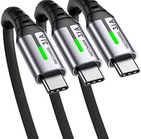 INIU Cavo USB C, [0,5+2+2m] 3,1A QC3,0 Cavo USB C Ricarica Rapida, Lega Intrecciato in Nylon Cavo Type C compatibili con Samsung Galaxy S21 S20 Note 20 Huawei Google iPad LG Nintendo. [Versione 2022]