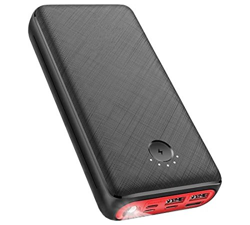 JIGA Power Bank, Caricatore Portatile da 30000mAh con 3 Uscite e 3 Ingressi, Powerbank per Telefono con Torcia, Caricabatterie Batteria Esterna USB-C ad Altissima Capacità for iPhone, Samsung,iPad ECC