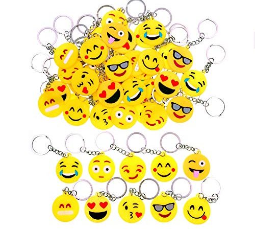 JZK 50 x Emoji Portachiavi Emoticon Porta Chiavi Idea bomboniera pensierino omaggi regalino Gadget Dopo Festa Compleanno Bambini Adulti