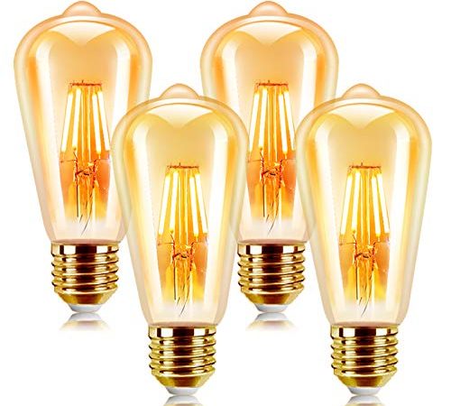 LED Lampadina Vintage Edison 6W E27 2200K 540LM Edison lampadina Vintage Retro Stile Lampadine Decorativo luce filamento della lampadina (4 pezzi)