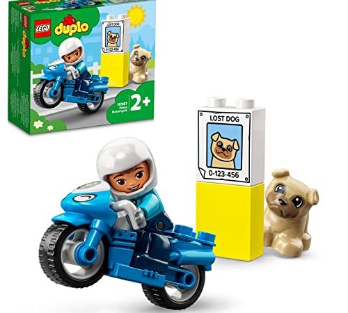 LEGO DUPLO Motocicletta Della Polizia, Moto Giocattolo per Bambini dai 2 Anni in su, Giochi Creativi per lo Sviluppo di Abilità Motorie, 10967