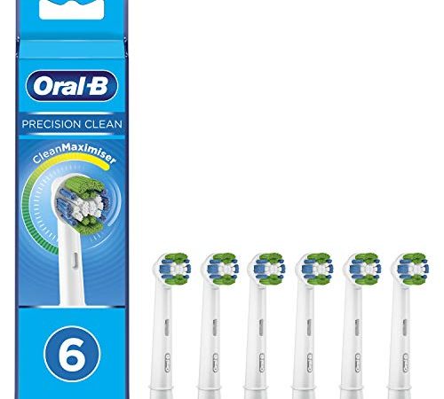 Oral-B Precision Clean Testine Spazzolino Elettrico, Confezione da 6 pezzi, con Tecnologia CleanMaximise, Rimuove fino al 100% di placca in più Bianco