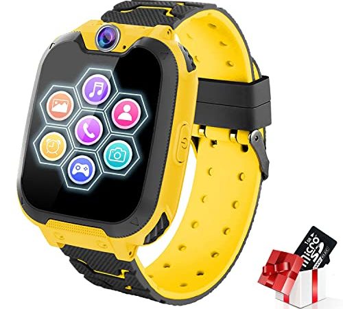 Orologio Intelligente Bambini con 7 Giochi - Musica MP3 Smartwatch Bambini, Orologio Intelligente Bambini con Telefono Allarme Camera, Bambini Smartwatch Regali per Ragazze Ragazzi Bambini, 3-12 Ys