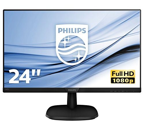 Philips 243V7QJABF Monitor 24" LED IPS FHD, 4 ms, 3 Side Frameless, Low Blue, Flicker Free, HDMI, Display Port, VGA, Casse Integrate, Attacco VESA, Nero