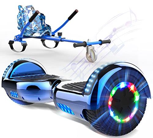 SOUTHERN WOLF Hoverboard con hoverkart, Hoverboards con Sedile, Hoverboard per Bambini con Altoparlante Bluetooth da 6,5 Pollici,Luci a LED per Le Ruote, con Sedile per Go-Kart, Regalo per Bambini