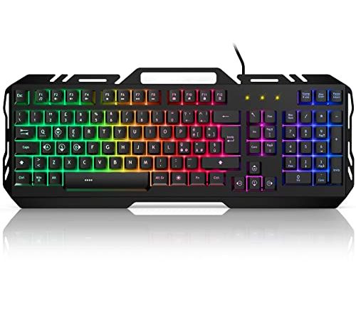 Tastiera Gaming Cablata, Rainbow Retroilluminata RGB Tastiera, Anti-ghosting per PC, Computer, Laptop, Mac -Italiano QWERTY + NUOVA VERSIONE 2022