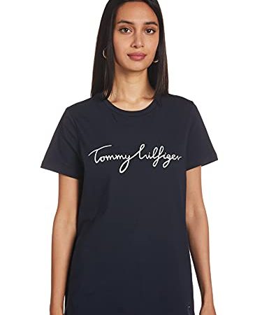 Tommy Hilfiger Heritage Crew Neck Graphic Tee Maglietta, Blu (Midnight 403), Small Donna