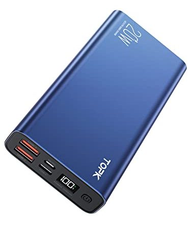 TOPK Power Bank 20000mAh, USB C Caricabatterie Portatile, 20W PD QC3.0 Carica Veloce Batteria Esterna con Display a LED Powerbank