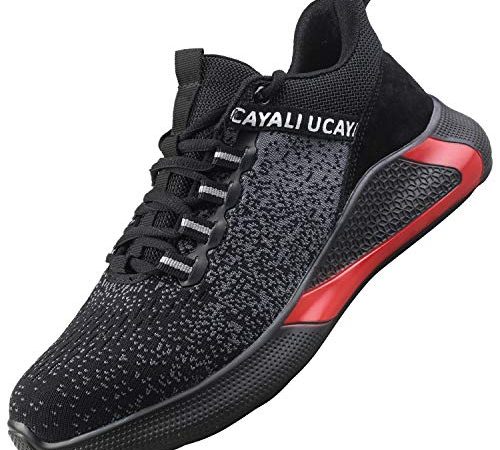 UCAYALI Scarpe Antinfortunistica Uomo Leggere Scarpe da Lavoro Traspiranti Comode Scarpe Antinfortunistiche Cantiere Scarpe da Lavoro Estive Leggerissime(017 Nero, 42 EU/260)