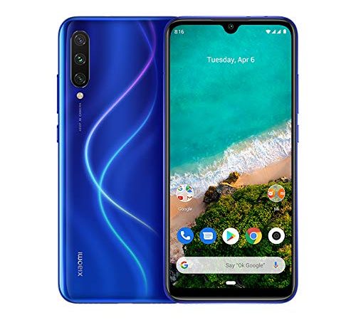 Xiaomi Mi A3 4G Smartphone, 4 + 64GB, Schermo AMOLED Full-Screen da 6.18'', Tripla fotocamera da 48 + 8 + 2 MP, 4030 mAh, Qualcomm 665 (Versione Global) (Blu)