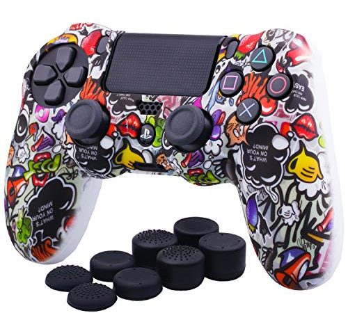 YoRHa Water Transfer Printing (Bei Graffiti) Custodia in silicone Cover per PS4 / slim/Pro Dualshock 4 Controller x 1 Con manopole Pro x 8