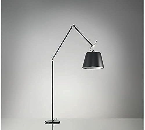 Artemide- Tolomeo Mega Terra lampada da terra nera. Lampada da terra in alluminio di alta qualità con paralume in tessuto nero. Con supporto ø33cm. Fatto in Italia (0778030ATESW42)