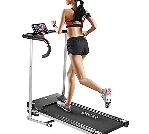 BAKAJI Tapis Roulant Elettrico Pieghevole Professionale Allenamento Cardio Fitness Tappeto Palestra Velocità Massima 10 km/h con Schermo LCD e Chiave di Sicurezza Dimensione 128 x 60 x 118 cm