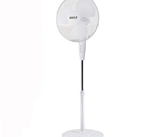 Bakaji Ventilatore a Colonna Piantana Potenza 45W Diametro Pale 40 cm 3 Velocità Selezionabili Altezza regolabile Oscillazione Orizzontale Colore Bianco