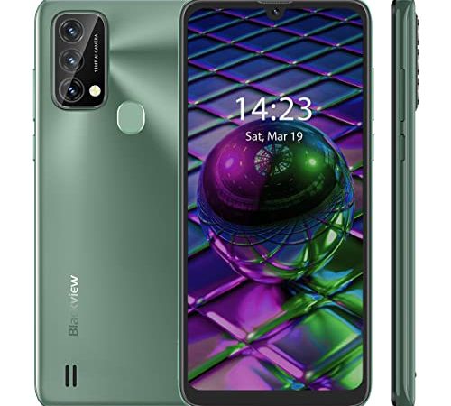 Blackview A50(2022) Telefono Offerte, Unisoc T310 Quad-core 3GB+64GB, Schermo HD+ 6.088, Fotocamera 13MP+5MP, 4280mAh Batteria, Smartphone Android 11 Dual SIM 4G, Impronta Digitale GPS, Verde