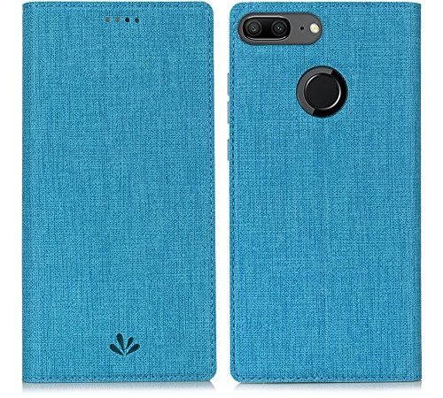 Cover Honor 9 Lite, Feitenn sottile pelle premium PU flip phone manicotto protettivo | Paraurti in TPU, chiusura magnetica, slot per scheda, protezione per fotocamera e custodia per portafogli (blu)