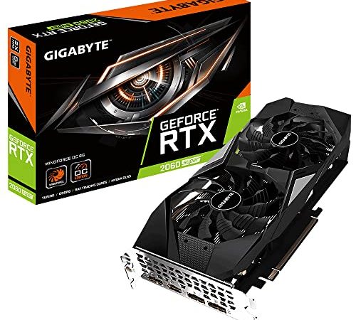 Gigabyte Nvidia RTX2060 Super Windforce OC 8G Fan GDDR6 DP/HDMI PCI Express scheda grafica, GV-N206S-WF2OC-8GD