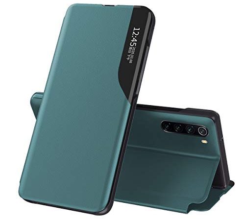 Oihxse Case per Huawei Mate 20 Lite Smart View Cover con Funzione Stand e Chiusura Magnetica, Portafoglio Flip Silicone Trasparente Custodia in Pelle Originale Cover-Verde