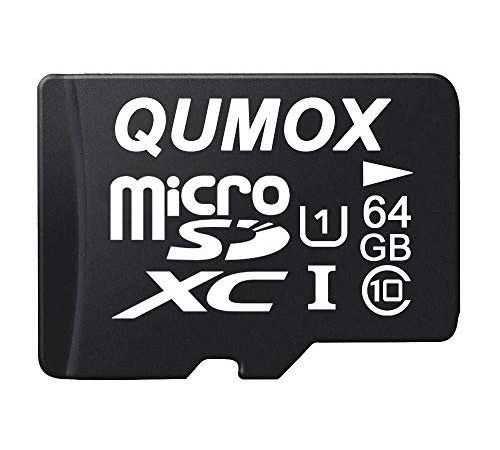 QUMOX 64GB Scheda Memoria Micro SD Memory Card Class 10 UHS-I da 64 GB ad Alta velocità velocità di Scrittura 20 MB/s velocità di Lettura Fino a 40MB / S