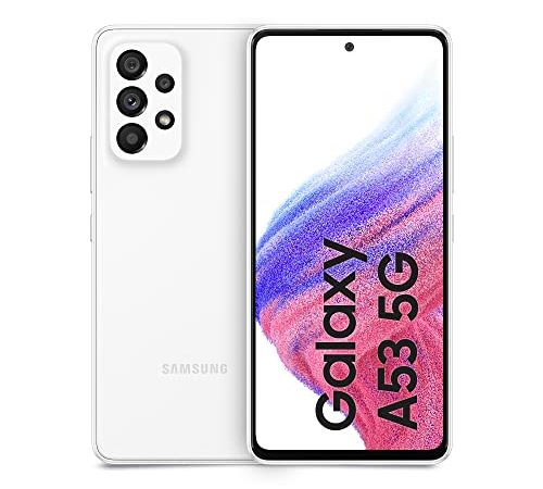 Samsung Galaxy A53 5G Smartphone Android, Display Infinity-O FHD+ Super AMOLED 6.5”¹, 6GB RAM e 128GB di memoria interna espandibile², Batteria 5.000 mAh, Awesome White [Versione Italiana]