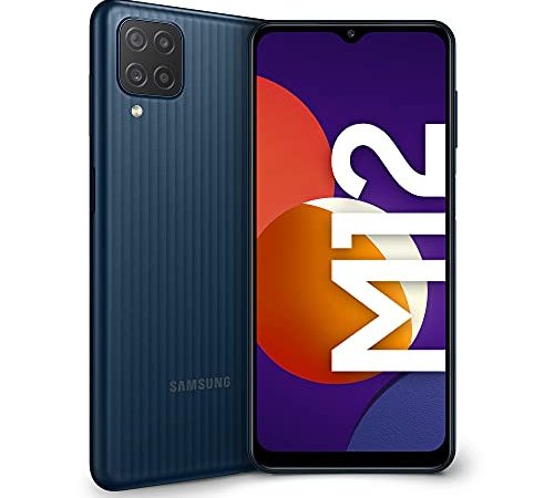 Samsung Galaxy M12 Smartphone Android 11 Display da 6,5 Pollici 4 GB di RAM e 64 GB di Memoria Interna Espandibile Batteria da 5.000 mAh Nero [Versione Italiana]