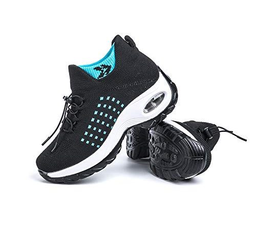 Scarpe Ginnastica Donna Sneakers Running Camminata Corsa Basse Tennis Air Traspiranti Sportive Gym Fitness Casual Comode Nero Taglia 39