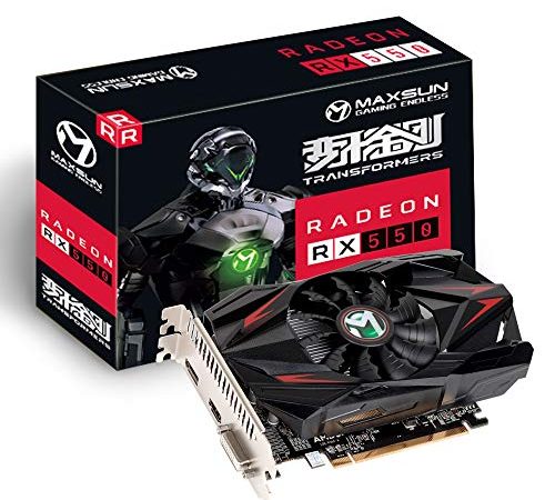 Scheda Video MAXSUN AMD Radeon RX 550 Scheda Grafica 4GB GDDR5 ITX per computer PC, Gaming, Video, GPU 128-bit DirectX 12 PCI Express X16 3.0 DVI-D Dual Link, HDMI, DisplayPort