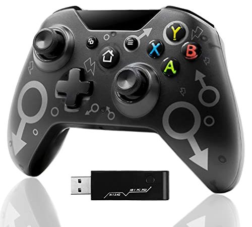 Semaiki Controller Wireless per Xbox One, 2.4G Gamepad per PC, Joystick PS3 Doppia Vibrazione per Xbox One/Xbox One S/Xbox One X/PS3/PC