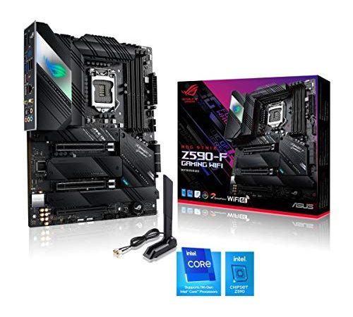 ASUS ROG STRIX Z590-F GAMING WIFI, Scheda madre Gaming Intel Z590 ATX, PCIe4.0, 14+2 fasi, tecnologie AI, WiFi 6E (802.11ax), Intel Lan 2.5 Gb, 4x M .2 slot, USB3.2 Gen2x2 USB TypeC, Aura Sync RGB