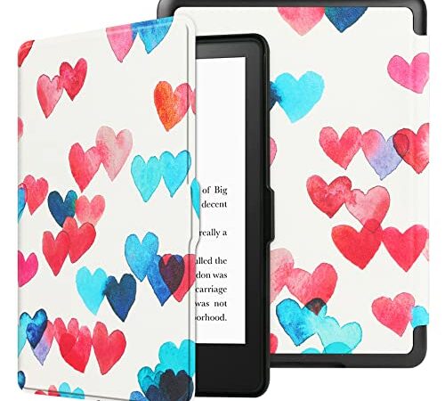 HoYiXi Custodia per Kindle Paperwhite 6.8" 11a Generazione 2021 e Kindle Paperwhite Signature Edition 2021 Slim Custodia Cover in Pelle con Auto Sonno / Risvegliare – cuore