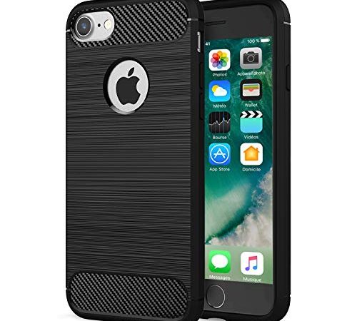 NEW'C Cover Compatibile con iPhone 7 e iPhone 8 (4.7), con Urti Assobirmento e Fibra di Carbonio [Gel Flex Silicone]