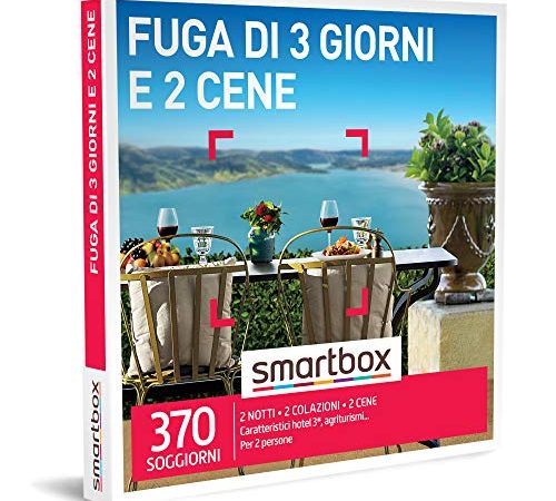 smartbox - Cofanetto Regalo Fuga di 3 Giorni e 2 cene - Idea Regalo per Coppie - 2 Notti con Colazione e 2 cene per 2 Persone