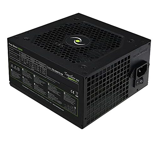 Tecnoware Alimentatore ATX 500W per PC - Ventola Silenziosa da 12 cm - Connettori 2 x SATA, 1 x 24 Poli, 1 x 12V 4 + 4 Poli, 2 x Molex, 1 x Floppy