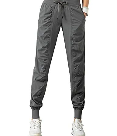 TOPLAZA Pantaloni Sportivi Joggers Donna Pieghettato Vita Alta con Tasche