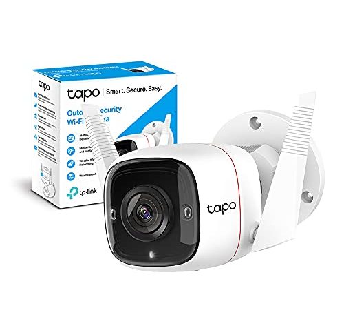 TP-Link Tapo C310 Telecamera Wi-Fi Esterno FHD 1296P, Telecamera IP di Sorveglianza, Notifiche in Tempo Reale, Visione Notturna fino 30m, Impermeabile IP66, 2 Vie Audio, Compatibile con Alexa