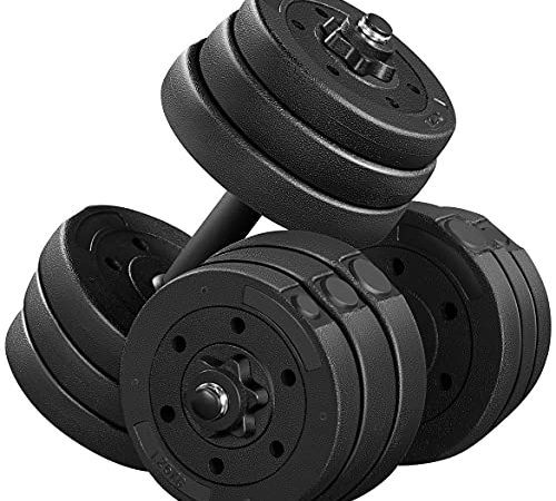 Yaheetech Set 2 Manubri 10 kg Palestra Casa 12 Piastre Diversi Pesi Coppia Manubrio Regolabile Nero