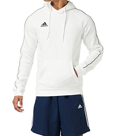 Adidas Core 18, Felpa con Cappuccio, L, Bianco