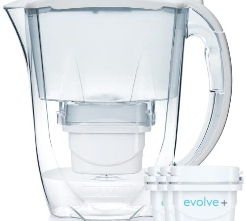 Aqua Optima Caraffa Filtrante Oria, capacità di 2,8 litri, con fornitura di 3 mesi (3 x 30 giorni) di cartucce filtranti per acqua Evolve+, con tecnologia di filtrazione a 5 fasi a flusso rapido