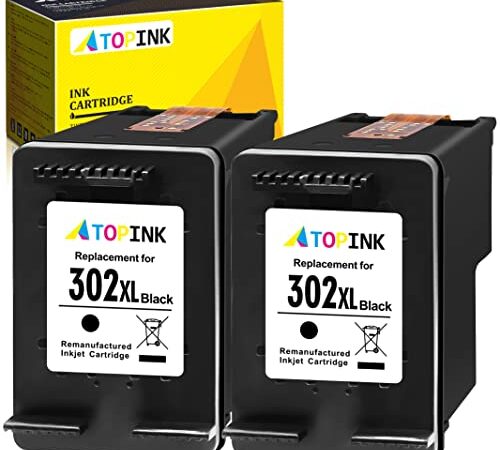 ATOPINK 302 XL Rigenerato Cartucce d'inchiostro Sostituzione per HP 302 302XL Nero per DeskJet 2130 3636 3639 3634 1110 3630 OfficeJet 3835 3833 3830 5220 5232 5230 Envy 4520 4525 4527 4524 (2-Pack)