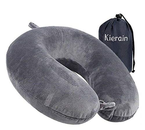 Cuscino da viaggio - Cuscino di supporto per cuscino per il collo in memory foam, pacchetto rapido compatto e leggero di lusso per il campeggio, cuscino per dormire (grigio)